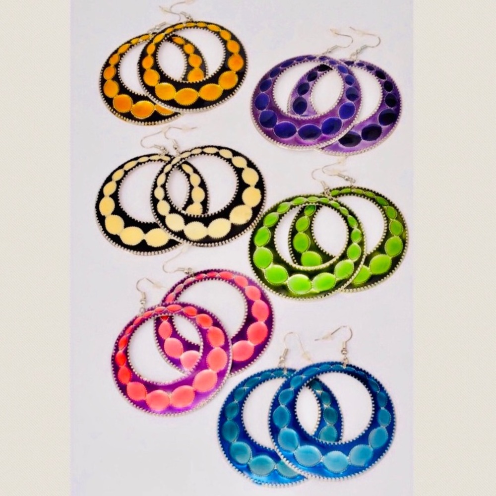 Two Tone Enamel Goddess Earrings